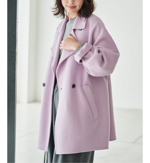 SLOBE IENA「《シリーズあり/追加予約》souple wool ダブルフェイスミドルコート」|ピーコート|