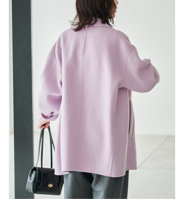 SLOBE IENA「《シリーズあり/追加予約》souple wool ダブルフェイスミドルコート」|ピーコート|