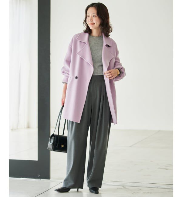 SLOBE IENA「《シリーズあり/追加予約》souple wool ダブルフェイスミドルコート」|ピーコート|