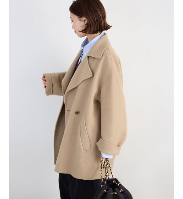 SLOBE IENA「《シリーズあり/追加予約》souple wool ダブルフェイスミドルコート」|ピーコート|