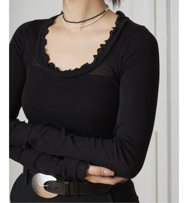 IENA LA BOUCLE「《予約》seamless basic. シームレスベーシック Romance ロングスリーブT SB1127」|Tシャツ・カットソー|ブラック