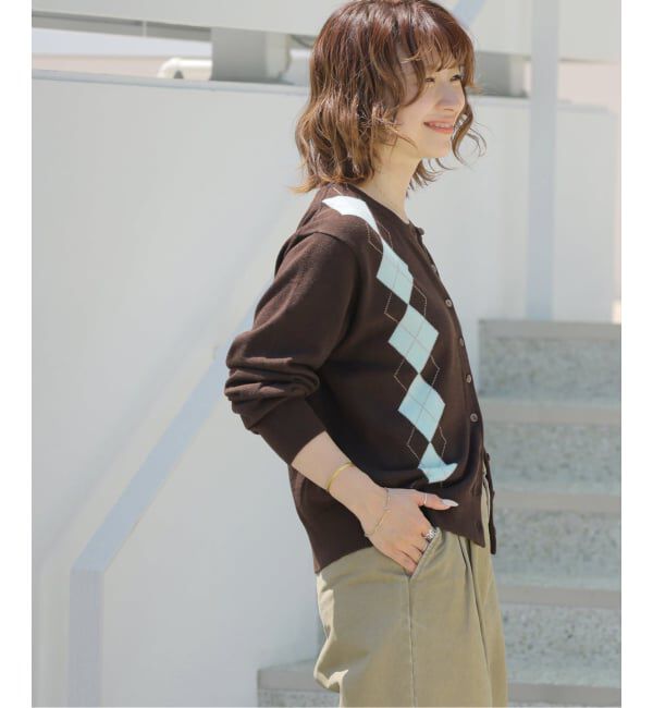 JOURNAL STANDARD relume「《予約》ウォッシャブルアーガイル クルーネックカーディガン」|カーディガン|