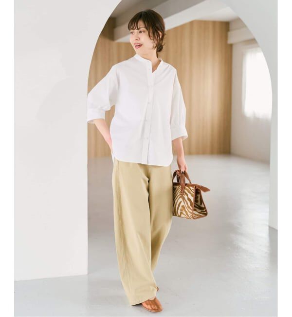 Spick and Span「《WEB限定 / 追加》パールボタンギャザースリーブシャツ」|シャツ・ブラウス|