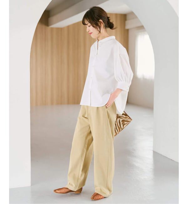 Spick and Span「《WEB限定 / 追加》パールボタンギャザースリーブシャツ」|シャツ・ブラウス|
