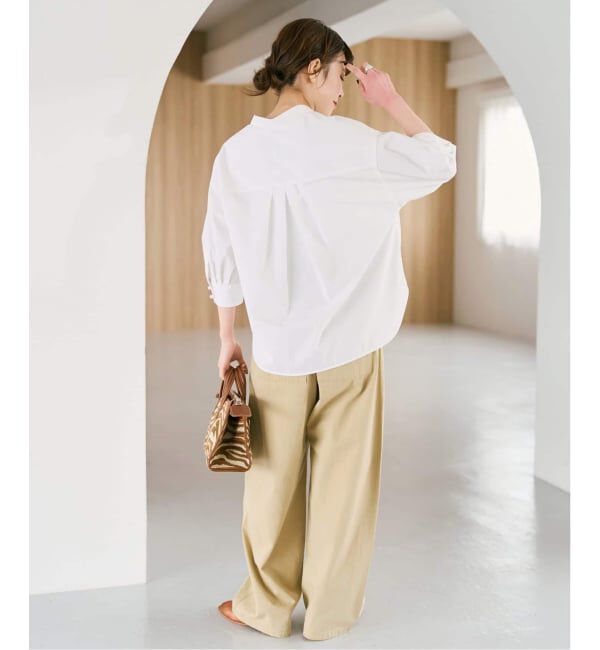 Spick and Span「《WEB限定 / 追加》パールボタンギャザースリーブシャツ」|シャツ・ブラウス|