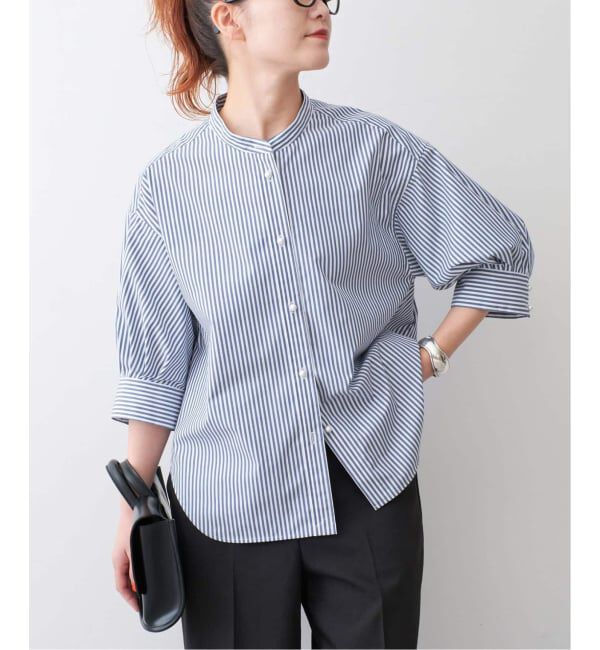 Spick and Span「《WEB限定 / 追加》パールボタンギャザースリーブシャツ」|シャツ・ブラウス|