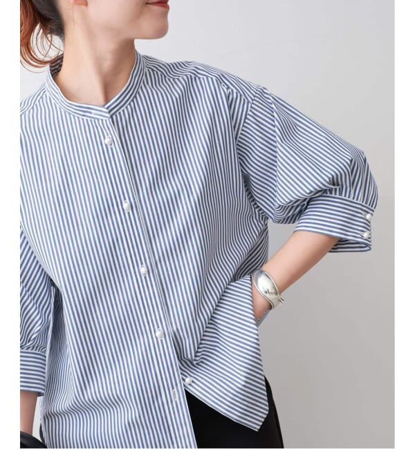 Spick and Span「《WEB限定 / 追加》パールボタンギャザースリーブシャツ」|シャツ・ブラウス|