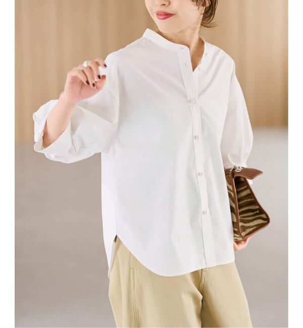 Spick and Span「《WEB限定 / 追加》パールボタンギャザースリーブシャツ」|シャツ・ブラウス|