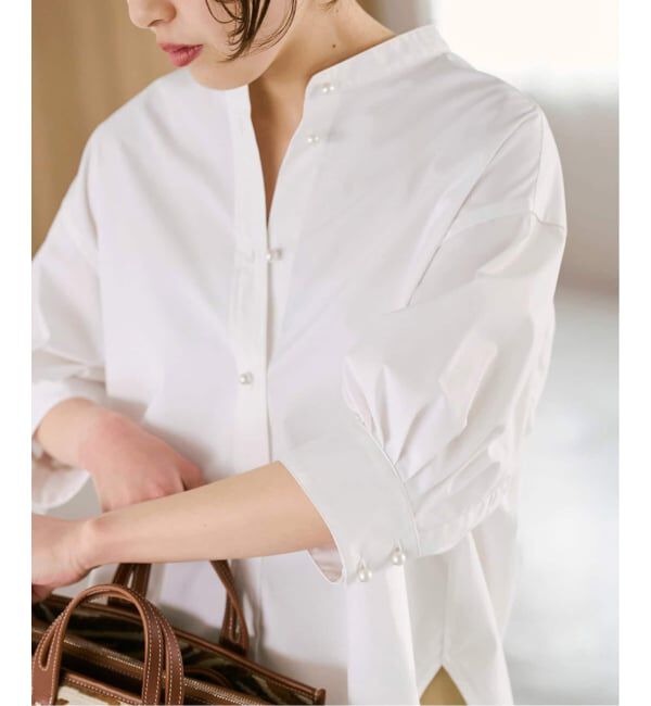 Spick and Span「《WEB限定 / 追加》パールボタンギャザースリーブシャツ」|シャツ・ブラウス|