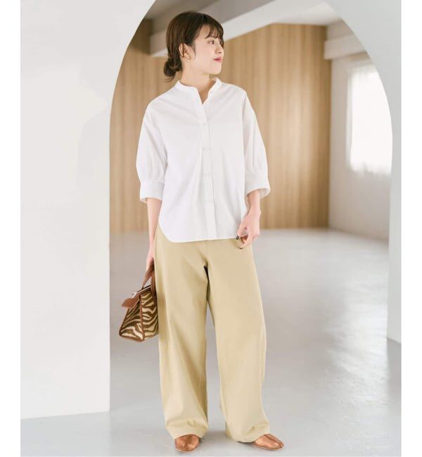 Spick and Span「《WEB限定 / 追加》パールボタンギャザースリーブシャツ」|シャツ・ブラウス|