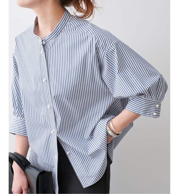 Spick and Span「《WEB限定 / 追加》パールボタンギャザースリーブシャツ」|シャツ・ブラウス|ブルーベース