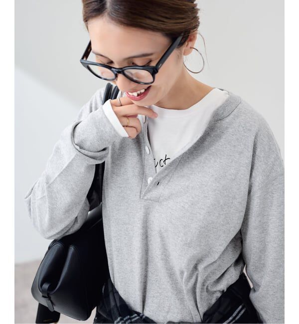 FRAMeWORK「≪新色 /追加予約≫Healthknit/ヘルスニット ヘンリーロングスリーブ」|Tシャツ・カットソー|グレーB