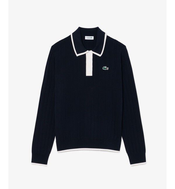 LACOSTE「ハイストレッチ バイカラーポロカラーゴルフニットセーター」|ポロシャツ|
