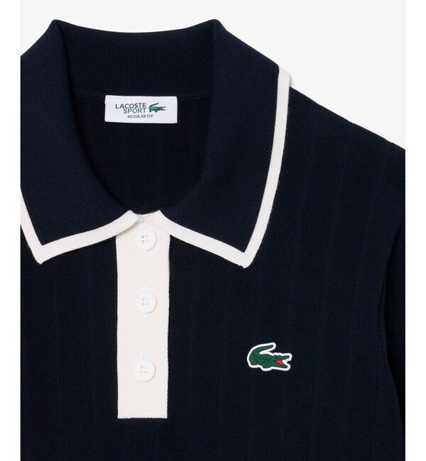 LACOSTE「ハイストレッチ バイカラーポロカラーゴルフニットセーター」|ポロシャツ|