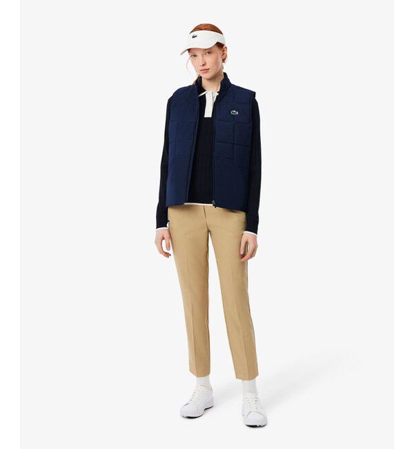 LACOSTE「ハイストレッチ バイカラーポロカラーゴルフニットセーター」|ポロシャツ|