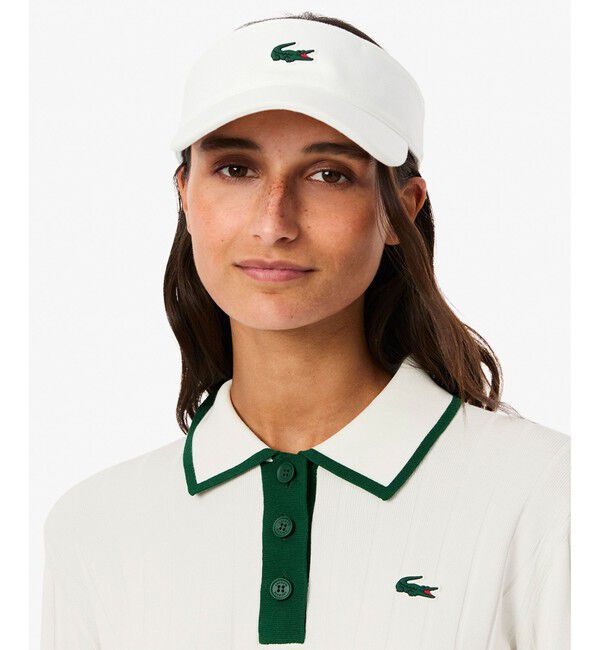 LACOSTE「ハイストレッチ バイカラーポロカラーゴルフニットセーター」|ポロシャツ|