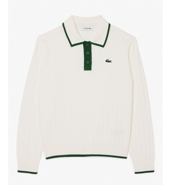 LACOSTE「ハイストレッチ バイカラーポロカラーゴルフニットセーター」|ポロシャツ|
