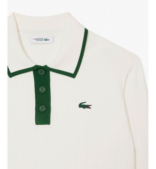 LACOSTE「ハイストレッチ バイカラーポロカラーゴルフニットセーター」|ポロシャツ|