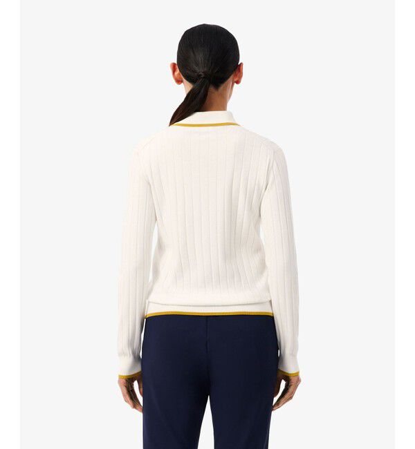 LACOSTE「ハイストレッチ バイカラーポロカラーゴルフニットセーター」|ポロシャツ|
