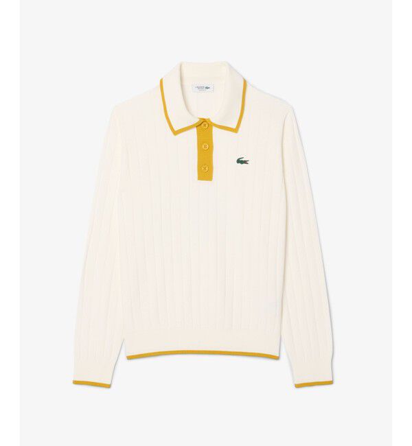 LACOSTE「ハイストレッチ バイカラーポロカラーゴルフニットセーター」|ポロシャツ|