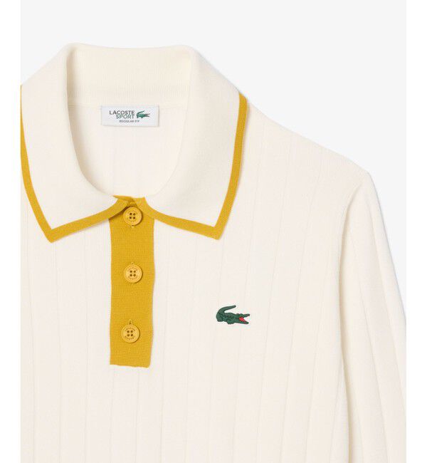 LACOSTE「ハイストレッチ バイカラーポロカラーゴルフニットセーター」|ポロシャツ|