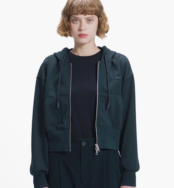 LACOSTE「裏パイルクロップドジップフーディー」|パーカー|