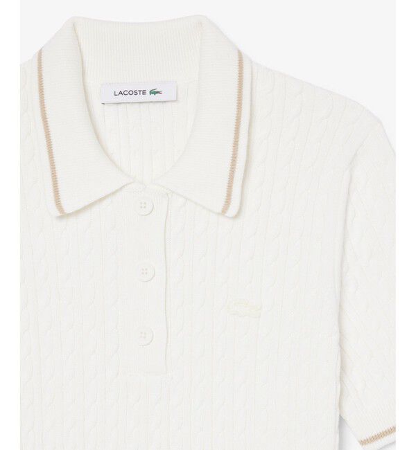 LACOSTE「配色ライン サマーニットポロシャツ」|ニット・セーター|