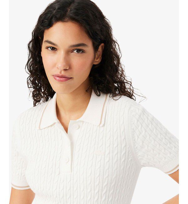 LACOSTE「配色ライン サマーニットポロシャツ」|ニット・セーター|