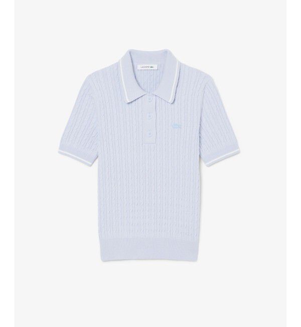 LACOSTE「配色ライン サマーニットポロシャツ」|ニット・セーター|