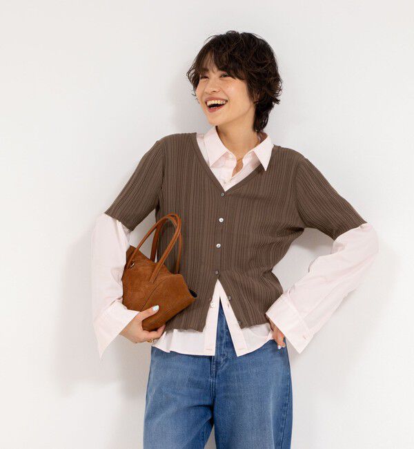 Rie Miller「《手洗い可能》ランダムテレコ2WAYカーディガン」|カーディガン|