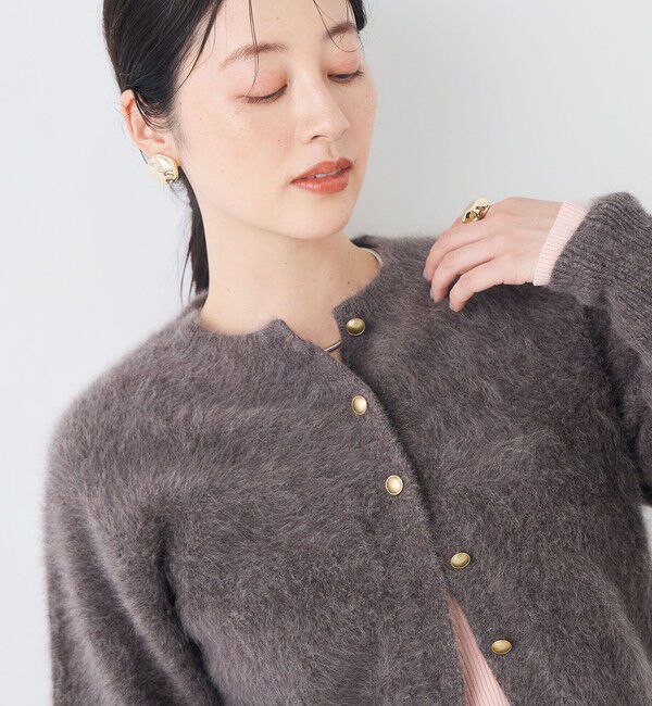 NOLLEY'S sophi「カシミヤ混へアリーショート丈クルーネックカーディガン」|カーディガン|グレーベージュ