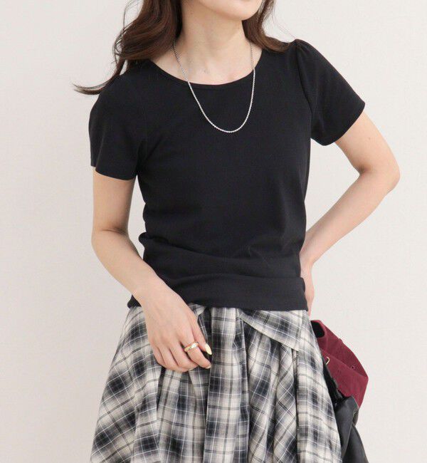 fredy emue「パフスリーブコンパクトTシャツ」|Tシャツ・カットソー|ブラック