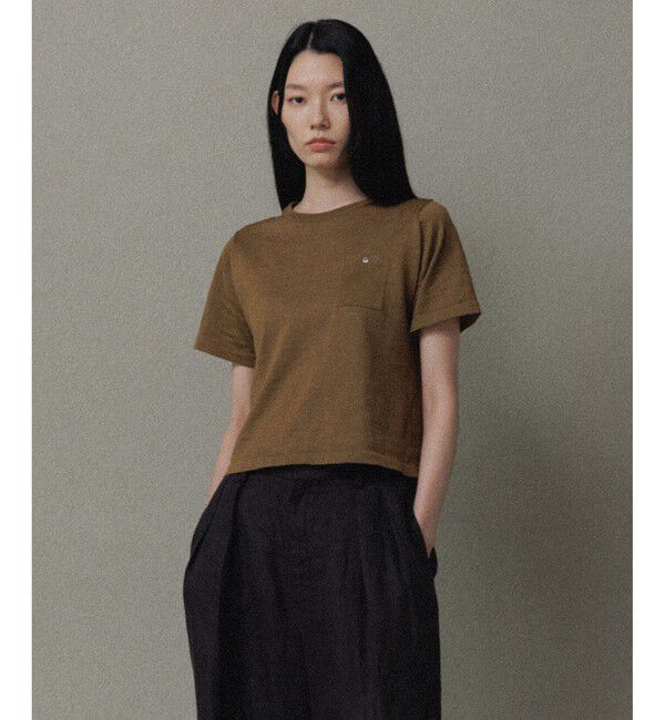 SALON adam et rope'「クロップドハーフスリーブリネンニット［ドライタッチ・洗える］」|Tシャツ・カットソー|