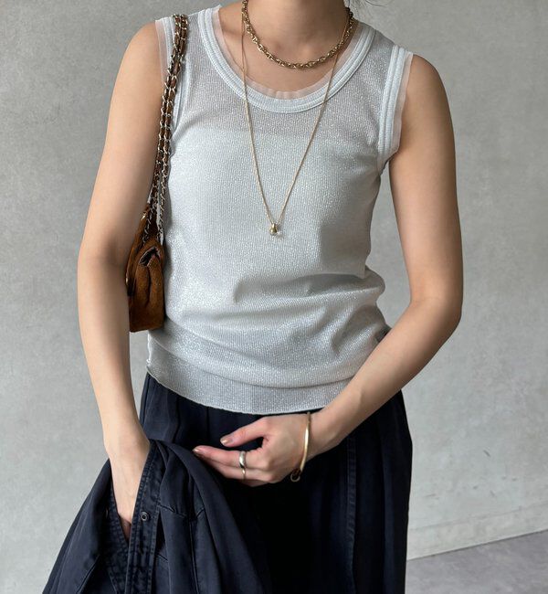  「ラメリブチュールタンク」|Tシャツ・カットソー|