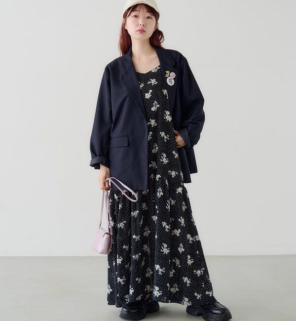  「【2サイズ展開】ドットフラワーキャミワンピース」|ワンピース|