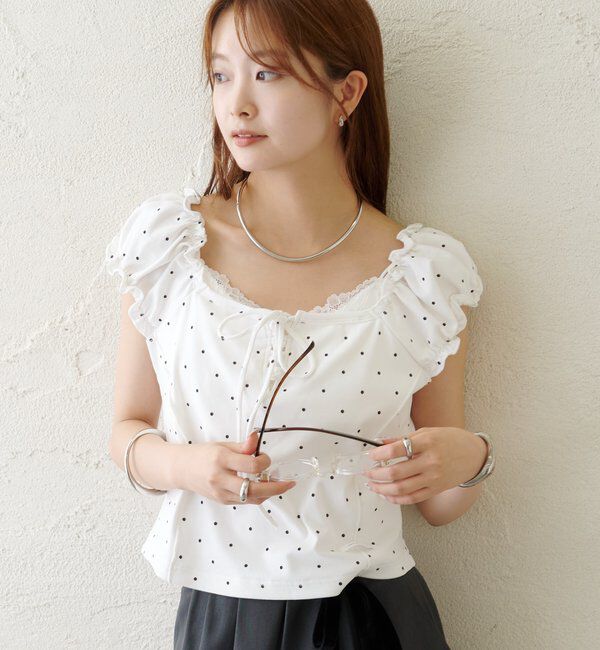  「レースアップフレンチT」|Tシャツ・カットソー|