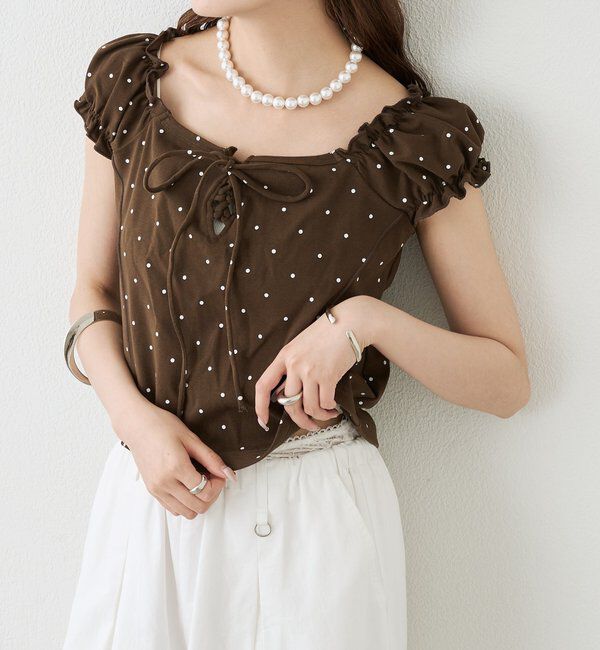  「レースアップフレンチT」|Tシャツ・カットソー|