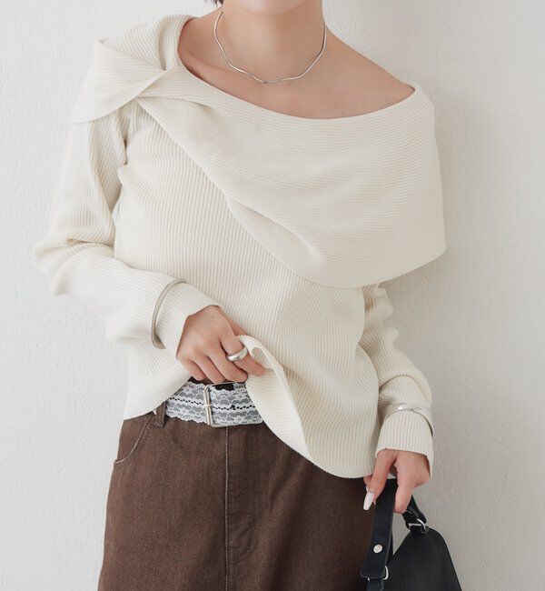  「ケープオフショルニット」|ニット・セーター|