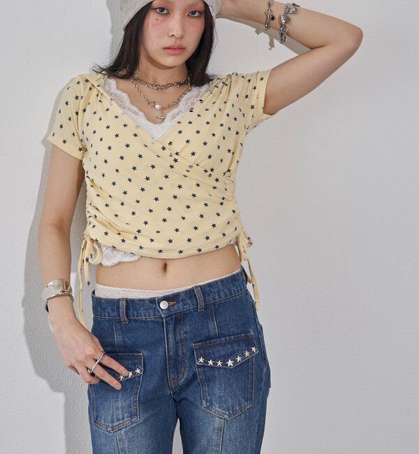  「リブカシュクールフレンチフーディ（無地/ボーダー/スター）」|Tシャツ・カットソー|