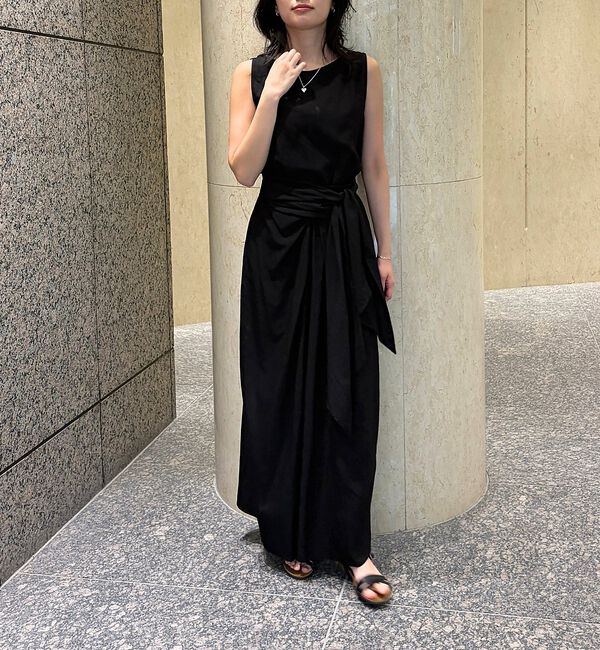 Rouge vif「ドレープノースリーブウエストリボンワンピース/ウエストゴム」|ワンピース|