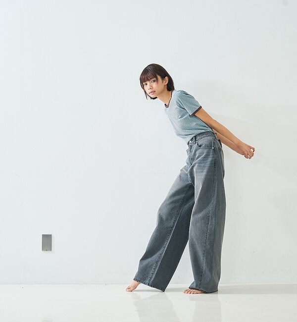 abahouse mavie「ウォッシュドバレルデニムパンツ」|デニム|