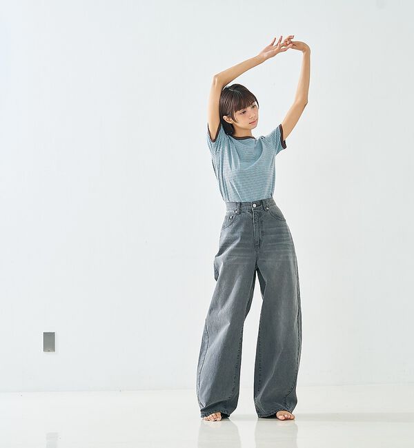 abahouse mavie「ウォッシュドバレルデニムパンツ」|デニム|