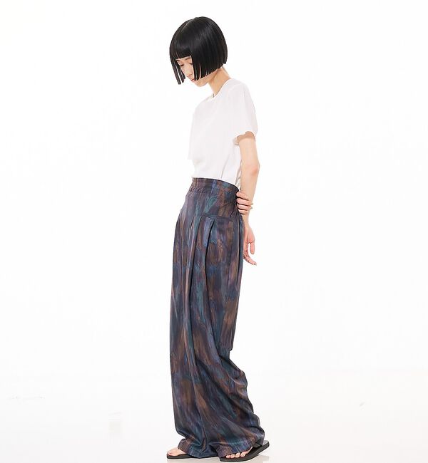 NOMINE「水彩アート ニュアンスプリント ワイドタックパンツ」|その他|
