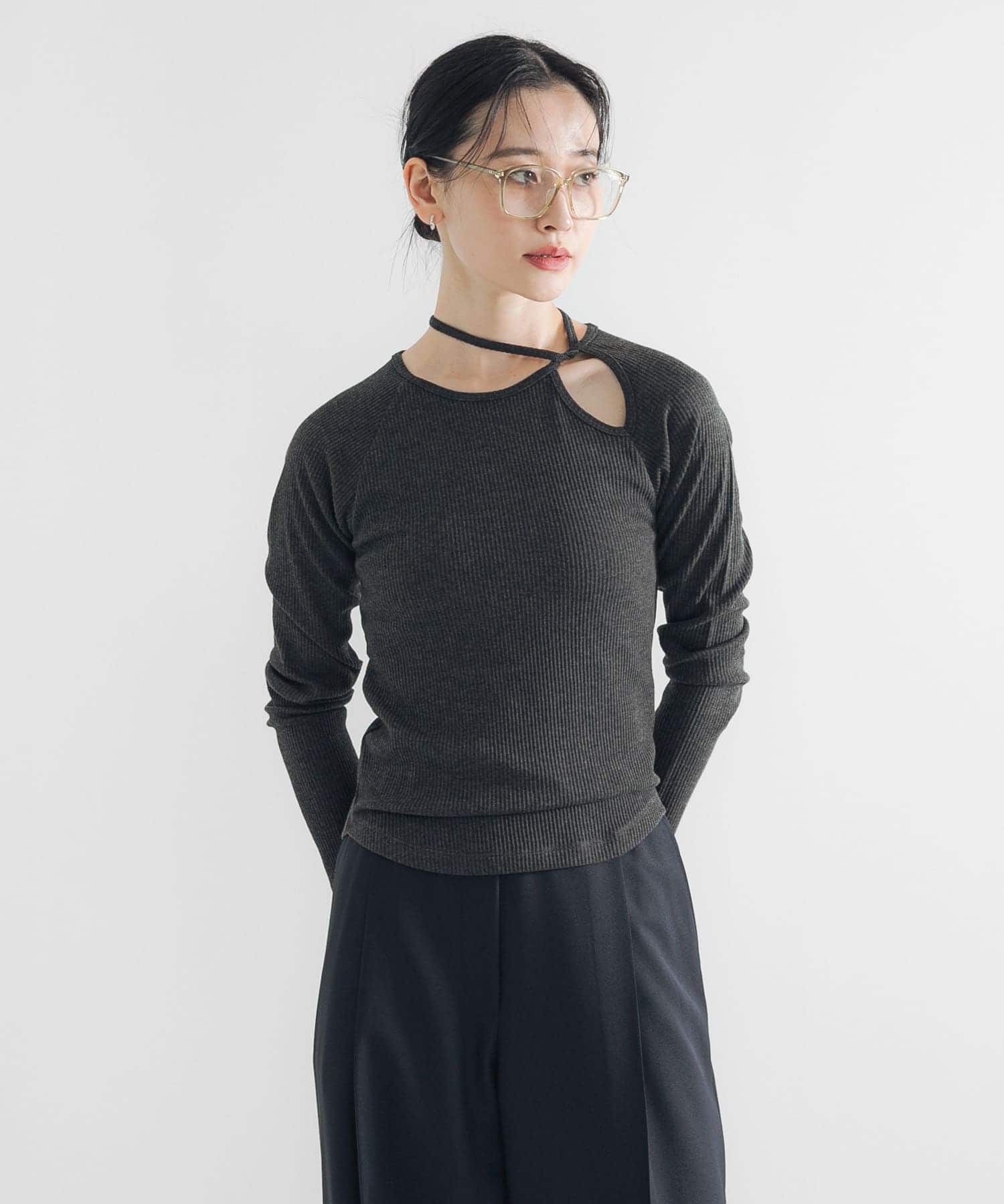 URBAN RESEARCH「カットアウトリブトップス」|Tシャツ・カットソー|