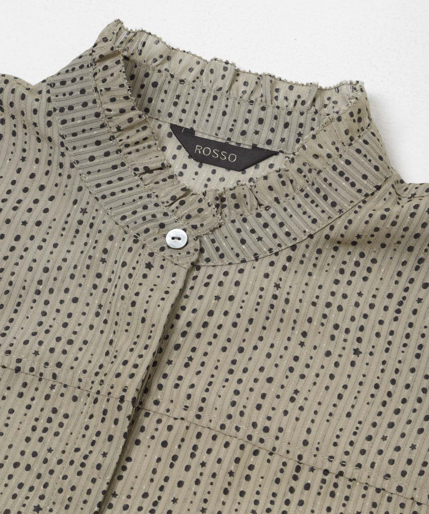 URBAN RESEARCH ROSSO「『WEB/一部店舗限定』ウォッシャブルドットフリルネックブラウス」|シャツ・ブラウス|
