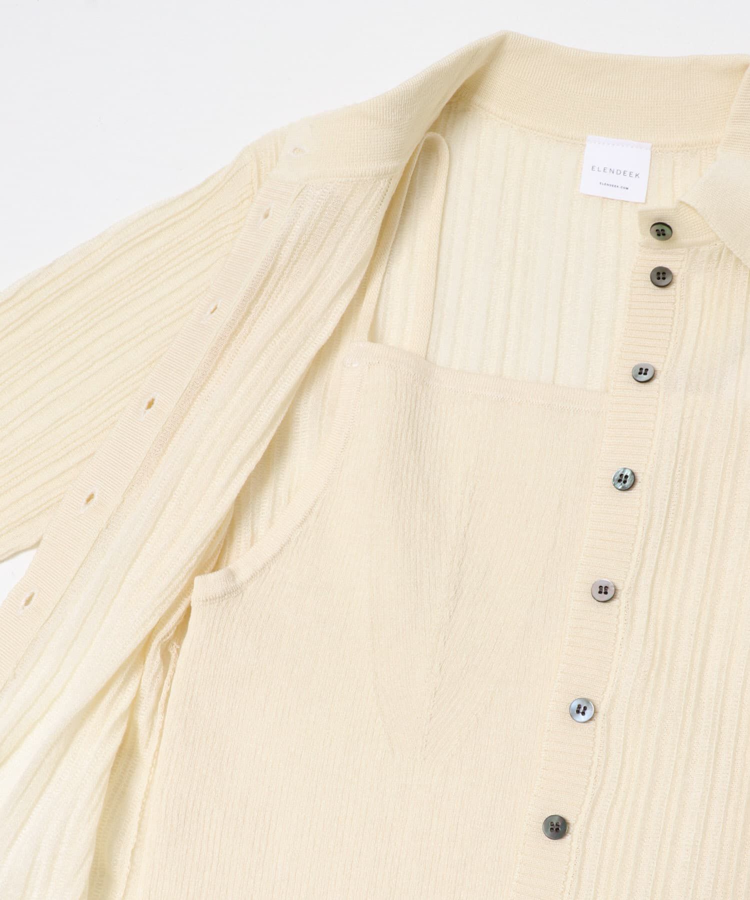 URBAN RESEARCH ROSSO「ELENDEEK　SHEER PLEATS KNIT TOP」|カーディガン|