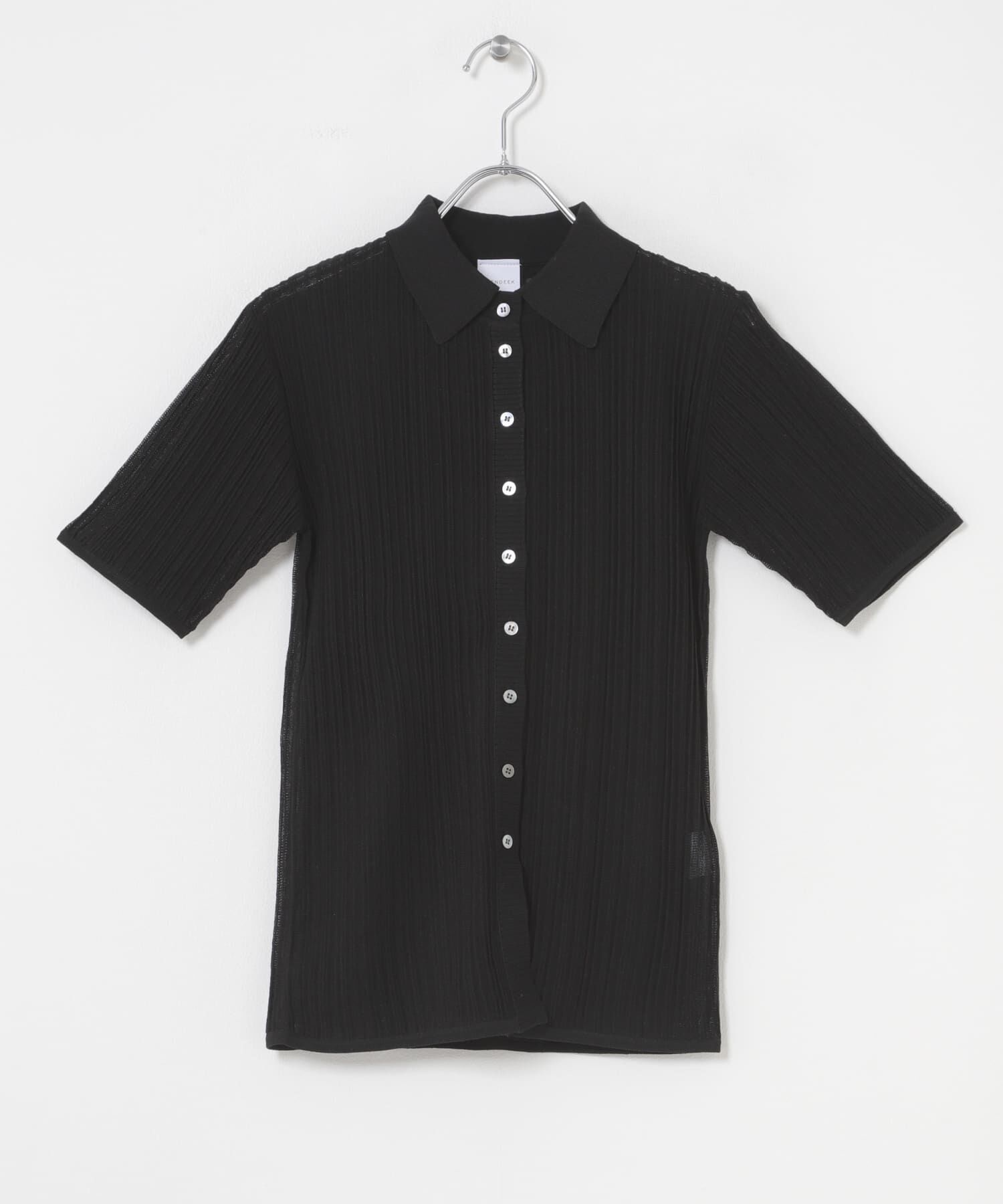 URBAN RESEARCH ROSSO「ELENDEEK　SHEER PLEATS KNIT TOP」|カーディガン|ブラック