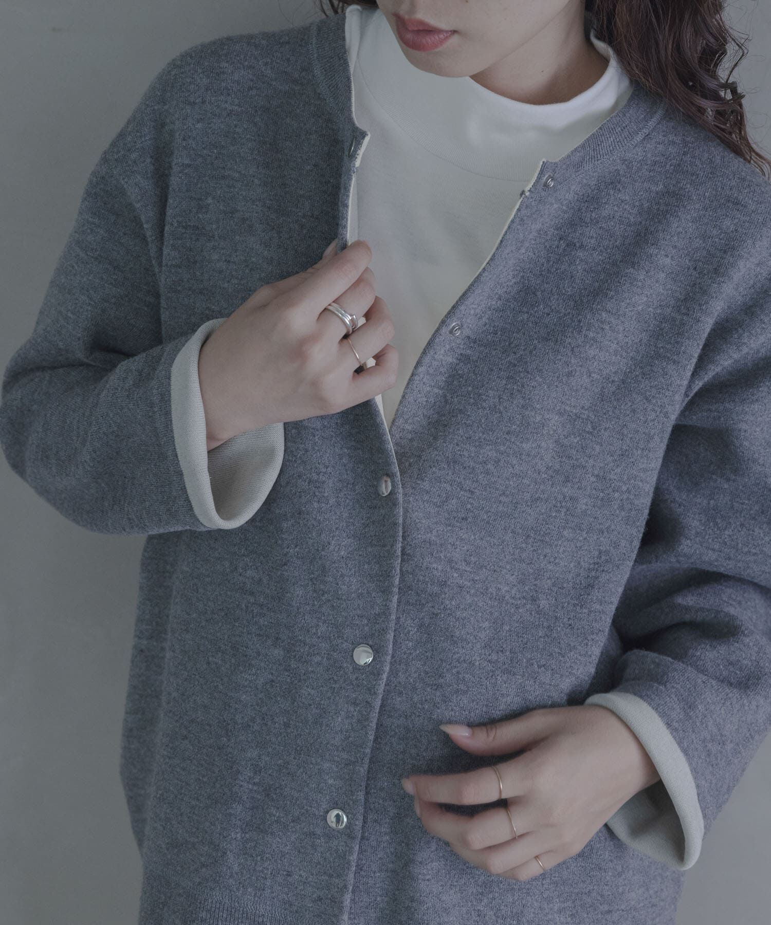 Sonny Label 「ダブルフェイスバイカラーカーディガン」|カーディガン|