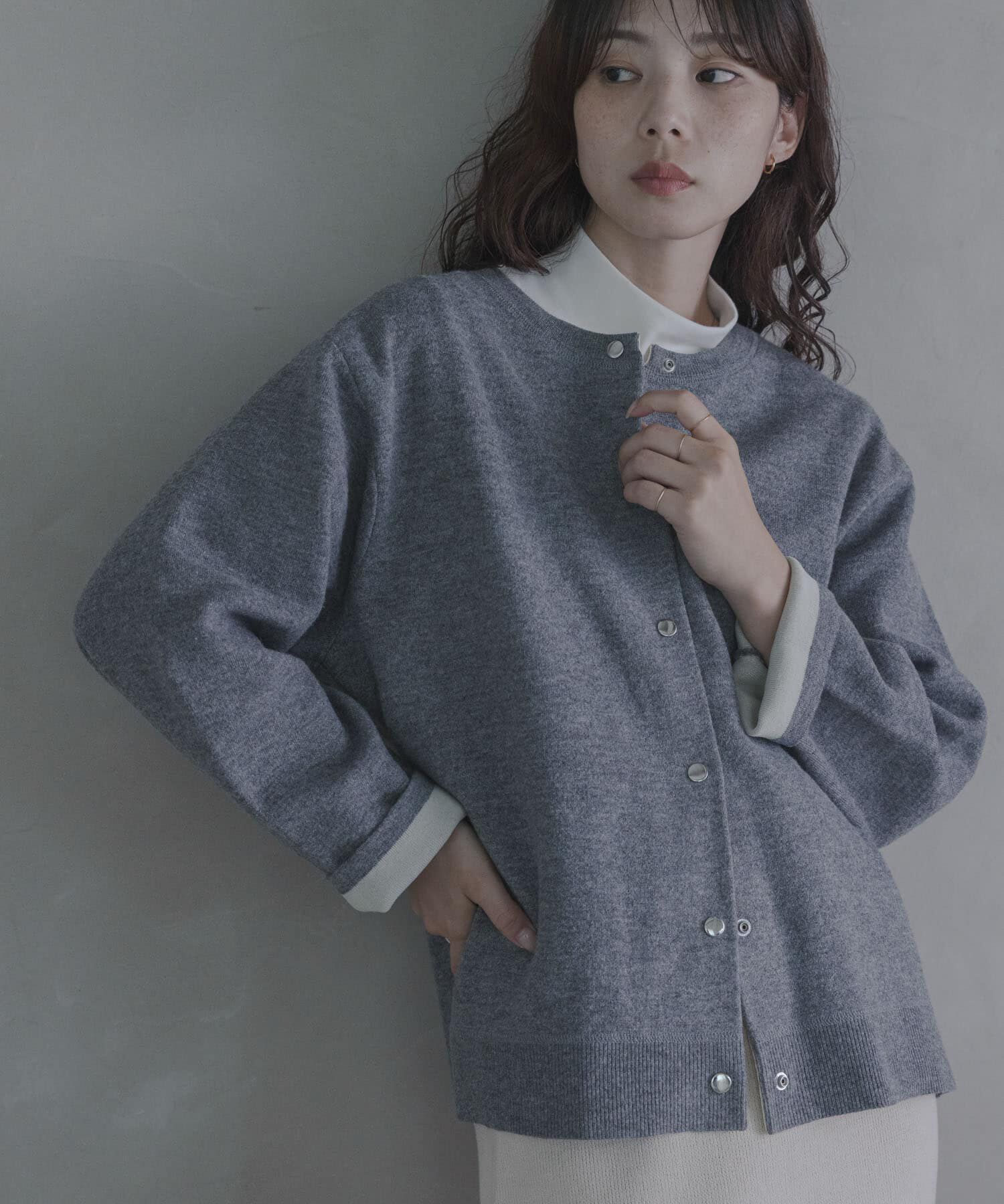 Sonny Label 「ダブルフェイスバイカラーカーディガン」|カーディガン|