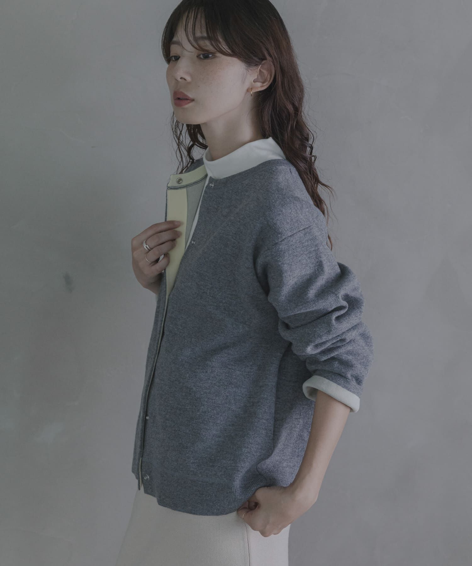Sonny Label 「ダブルフェイスバイカラーカーディガン」|カーディガン|